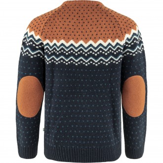 Fjällräven Övik Knit Sweater M Dark Navy-Terracotta Brown