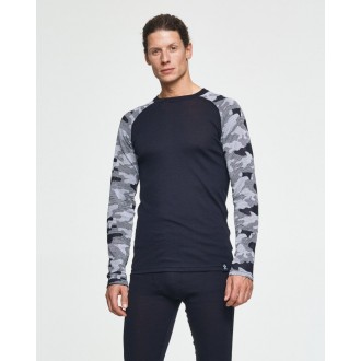 Tričko Bula Camo Merino Wool Crew Dgrey